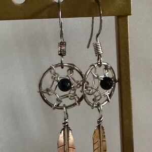 Silver dreamcatcher earrings